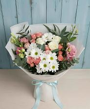Букет цветов из:  Розы, Лизиантусы и Хризантемы в Новозыбкове