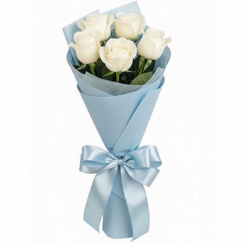 Букет 5 Белых роз Проуд в Новозыбкове