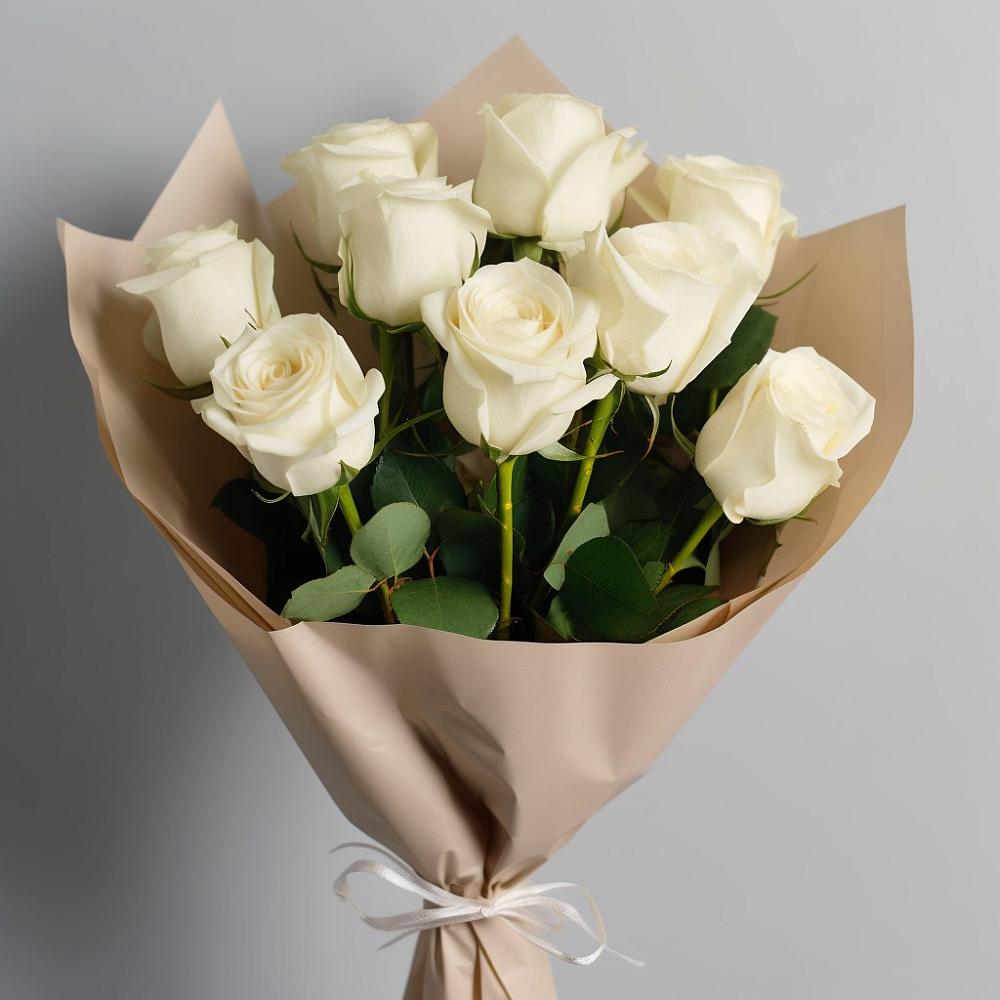 Букет 9 Белых роз Эдлесс Лав в Новозыбкове