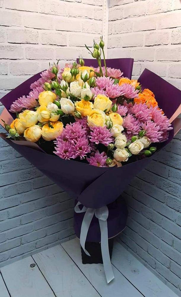 Букет цветов из: Хризантемы и Розы в Новозыбкове