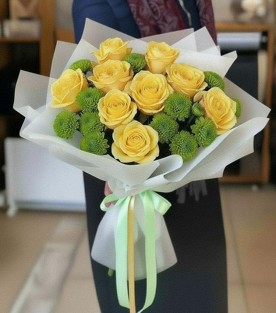 Букет цветов из: Хризантемы и Розы в Новозыбкове