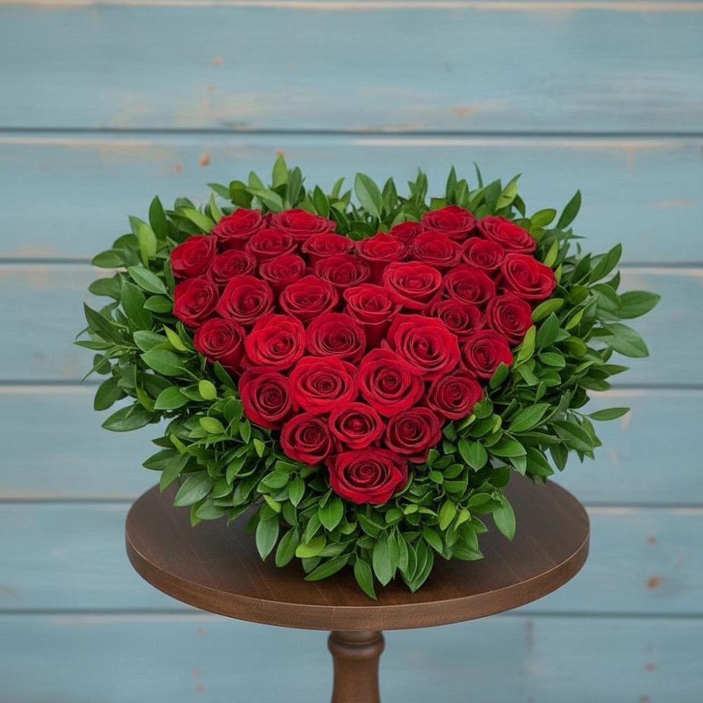 Цветочная композиция из Розы в виде сердца в Новозыбкове