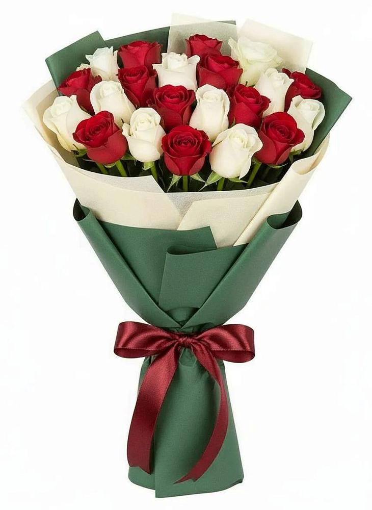 Букет Микс из красных и белых роз в Новозыбкове