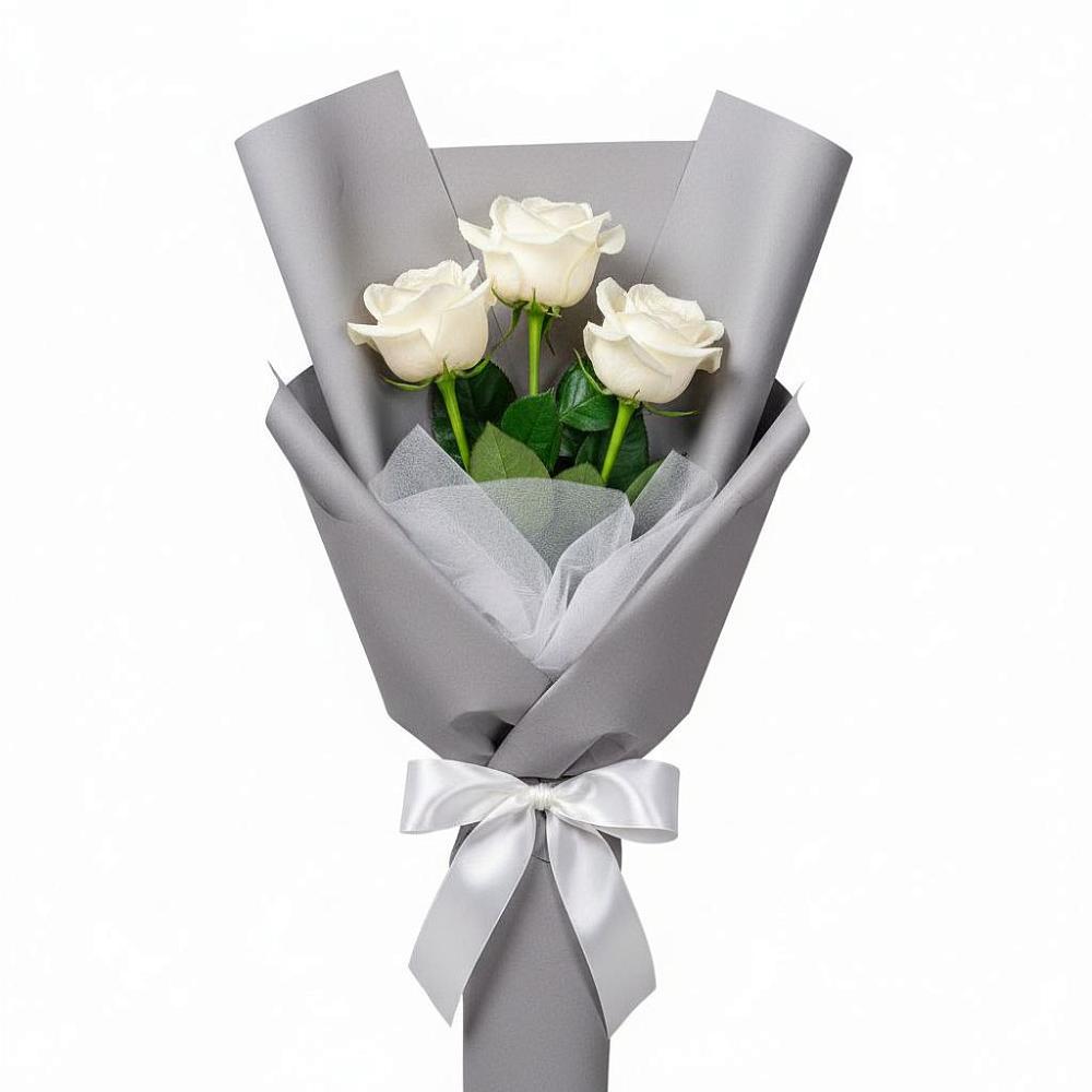 Букет 3 белые розы в Новозыбкове