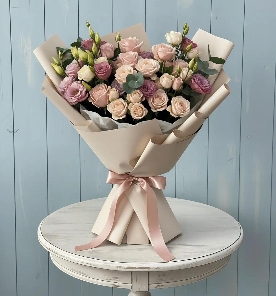 Букет цветов из: Розы и Лизиантусы в Новозыбкове