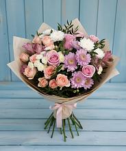 Букет цветов из:  Хризантемы, Розы и Альстромерии в Новозыбкове